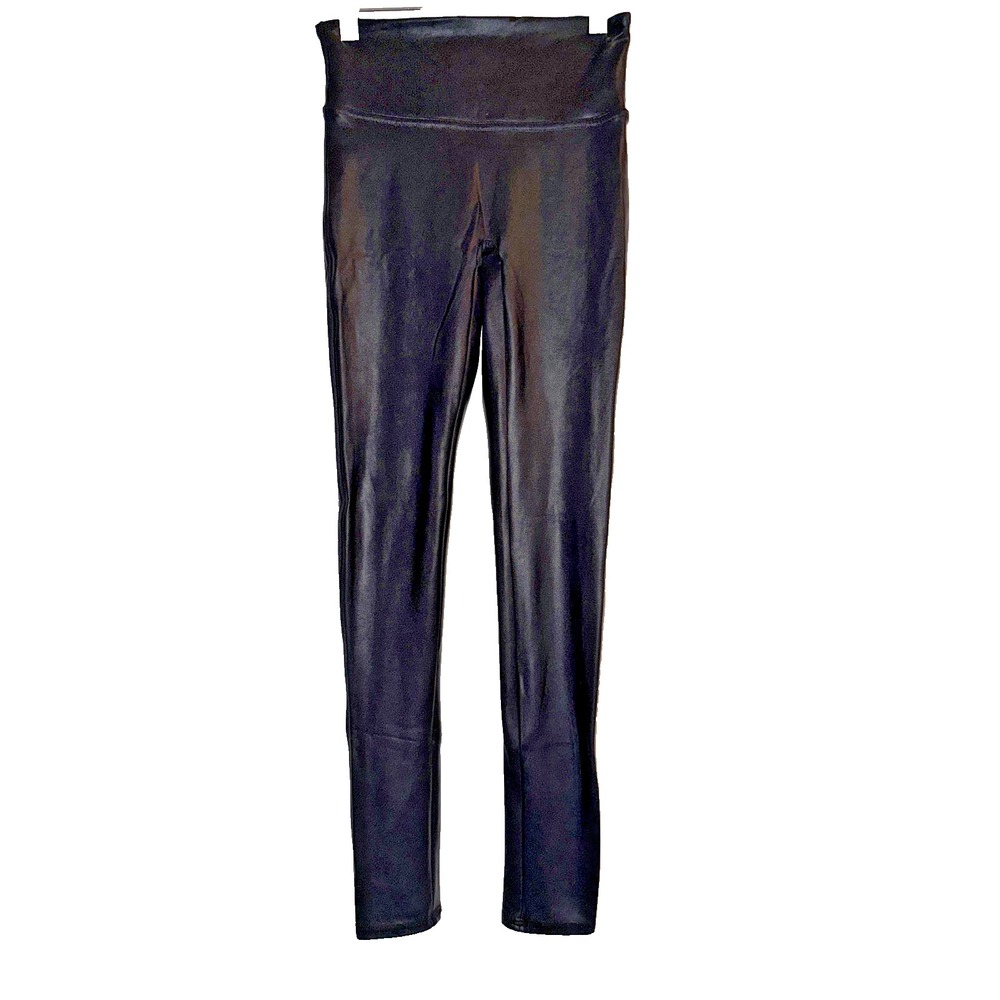 Spanx Women's Faux Leather Leggings Sz Small Black High Waisted‎ Shaping